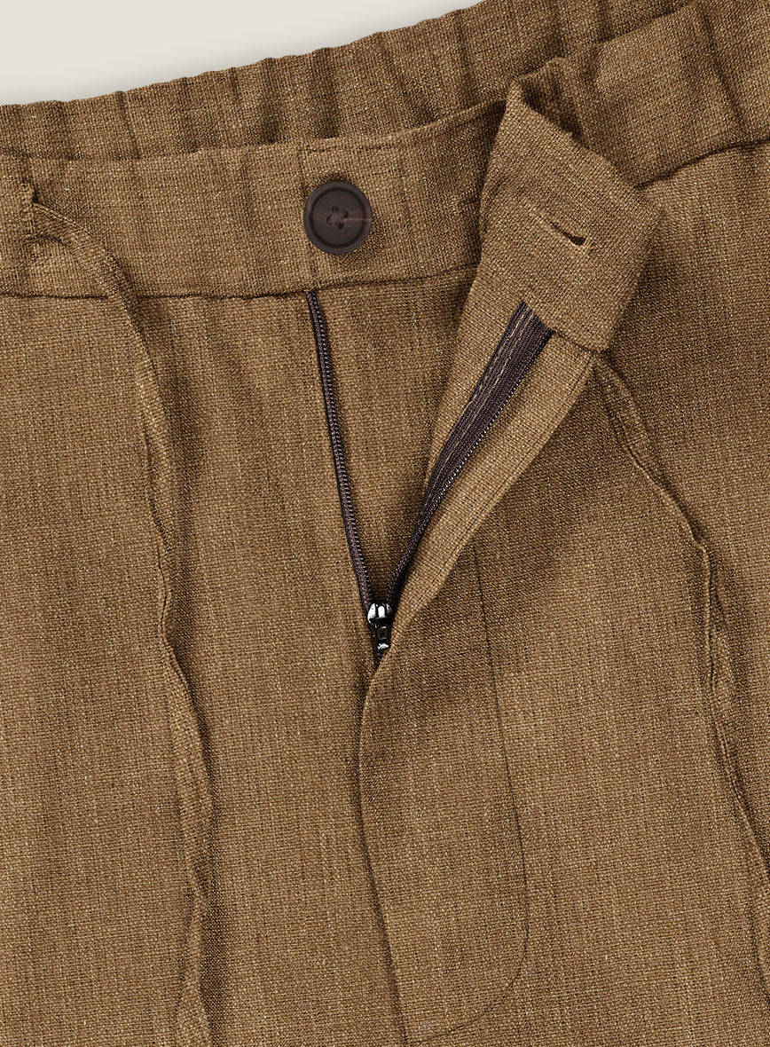 Sepia Brown Linen Shorts - StudioSuits