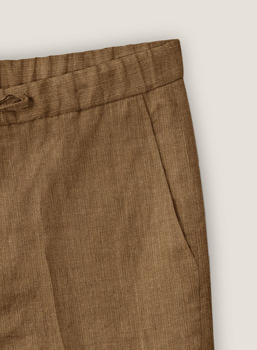 Sepia Brown Linen Shorts - StudioSuits