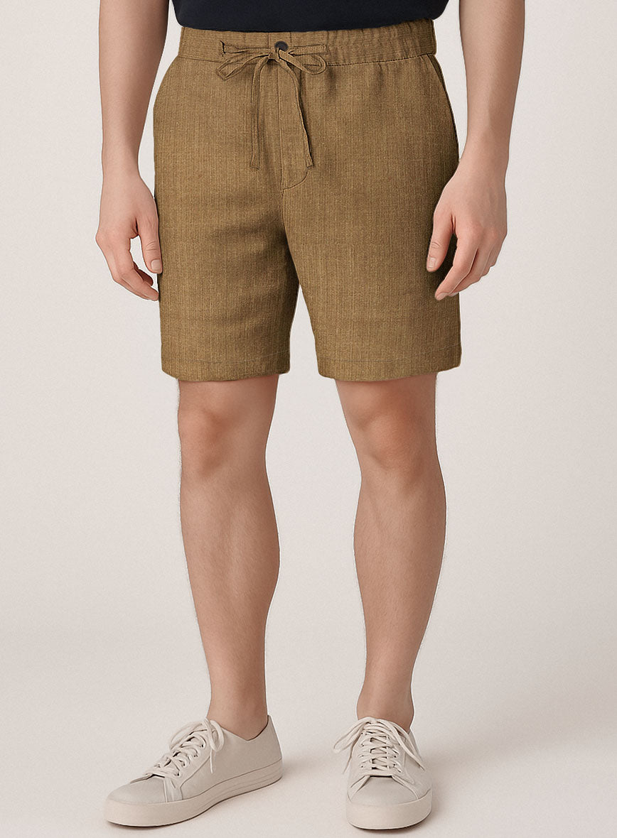 Sepia Brown Linen Shorts - StudioSuits