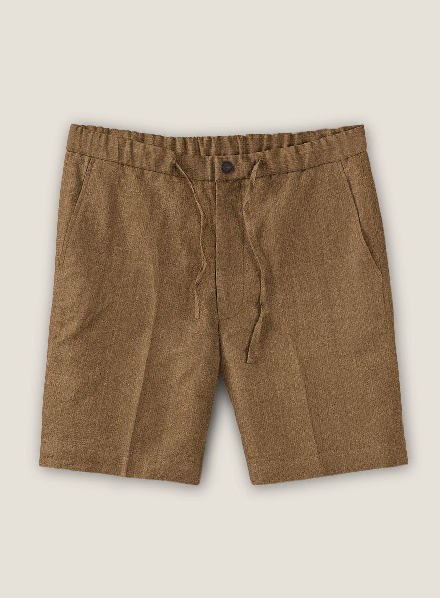 Sepia Brown Linen Shorts - StudioSuits