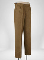 Sepia Brown Pure Linen Highland Trousers - StudioSuits