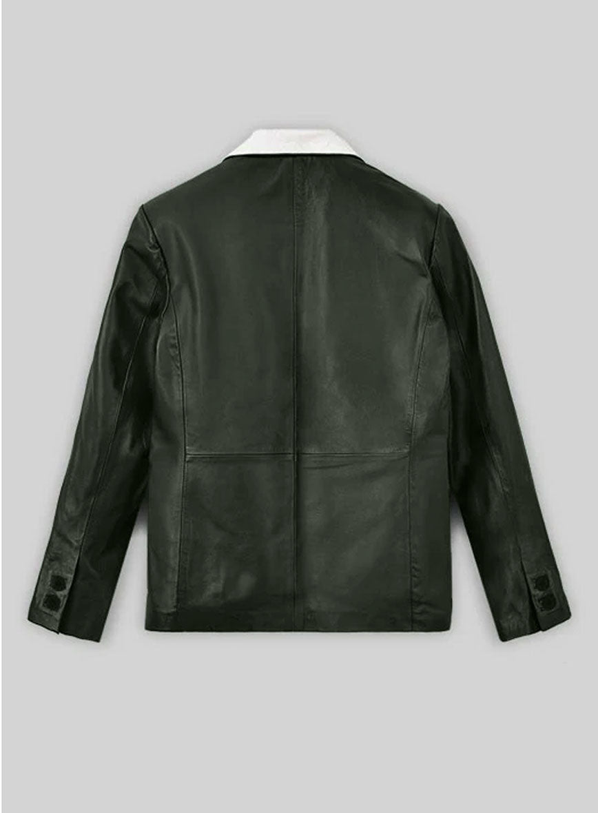 Soft Deep Olive Wax Hampton Leather Blazer - StudioSuits