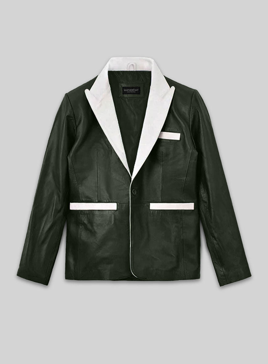 Soft Deep Olive Wax Hampton Leather Blazer - StudioSuits