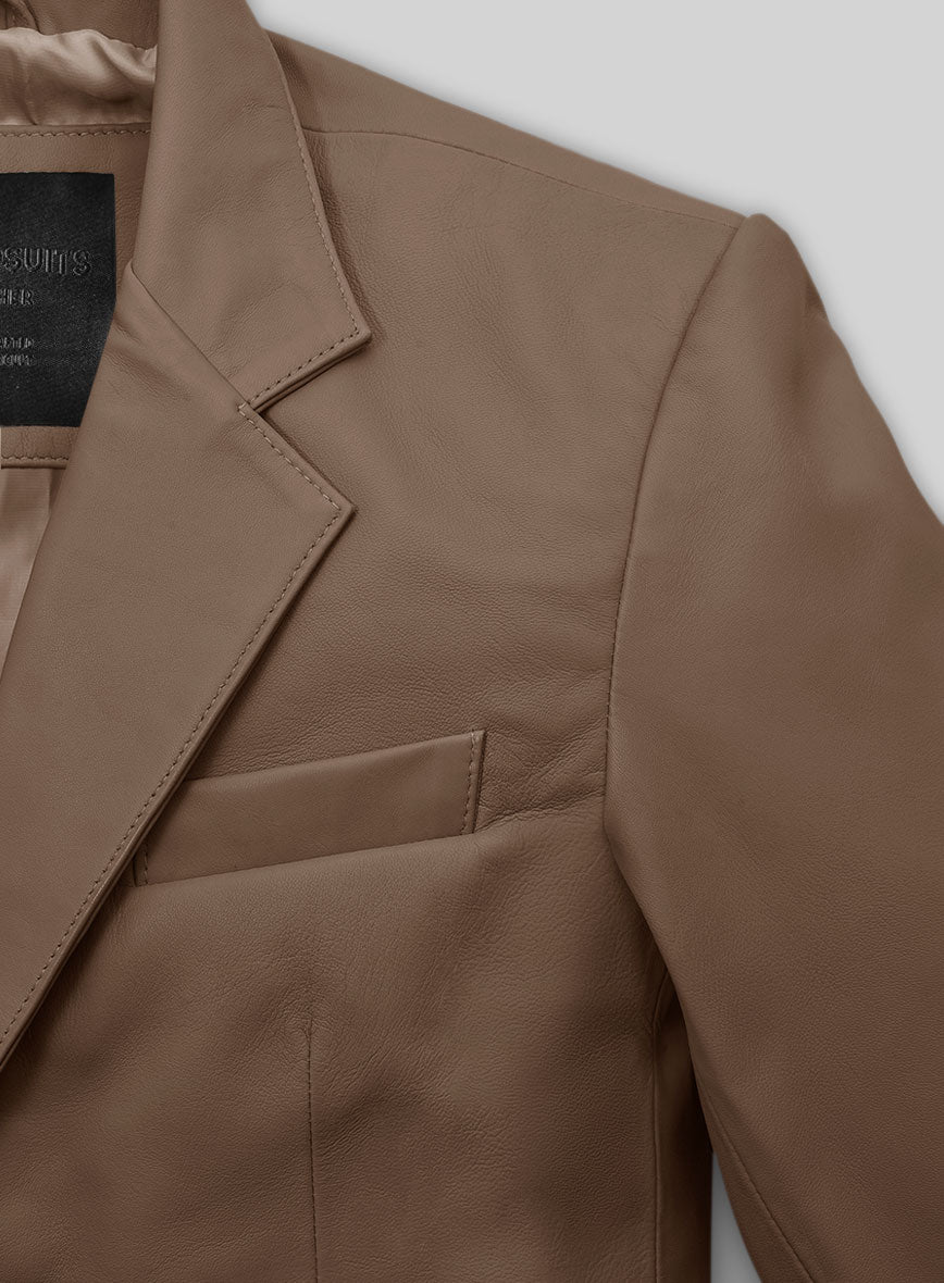Soft King Brown Leather Blazer - StudioSuits