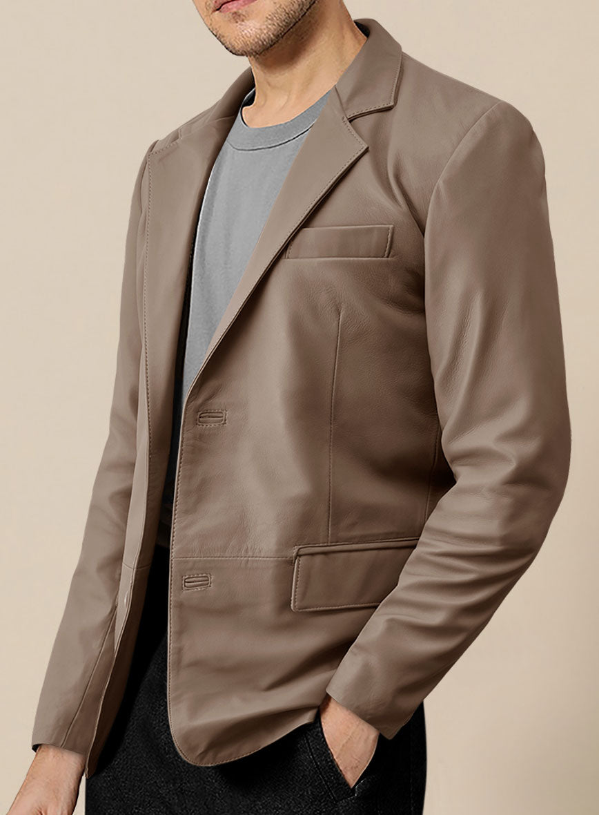 Soft King Brown Leather Blazer - StudioSuits