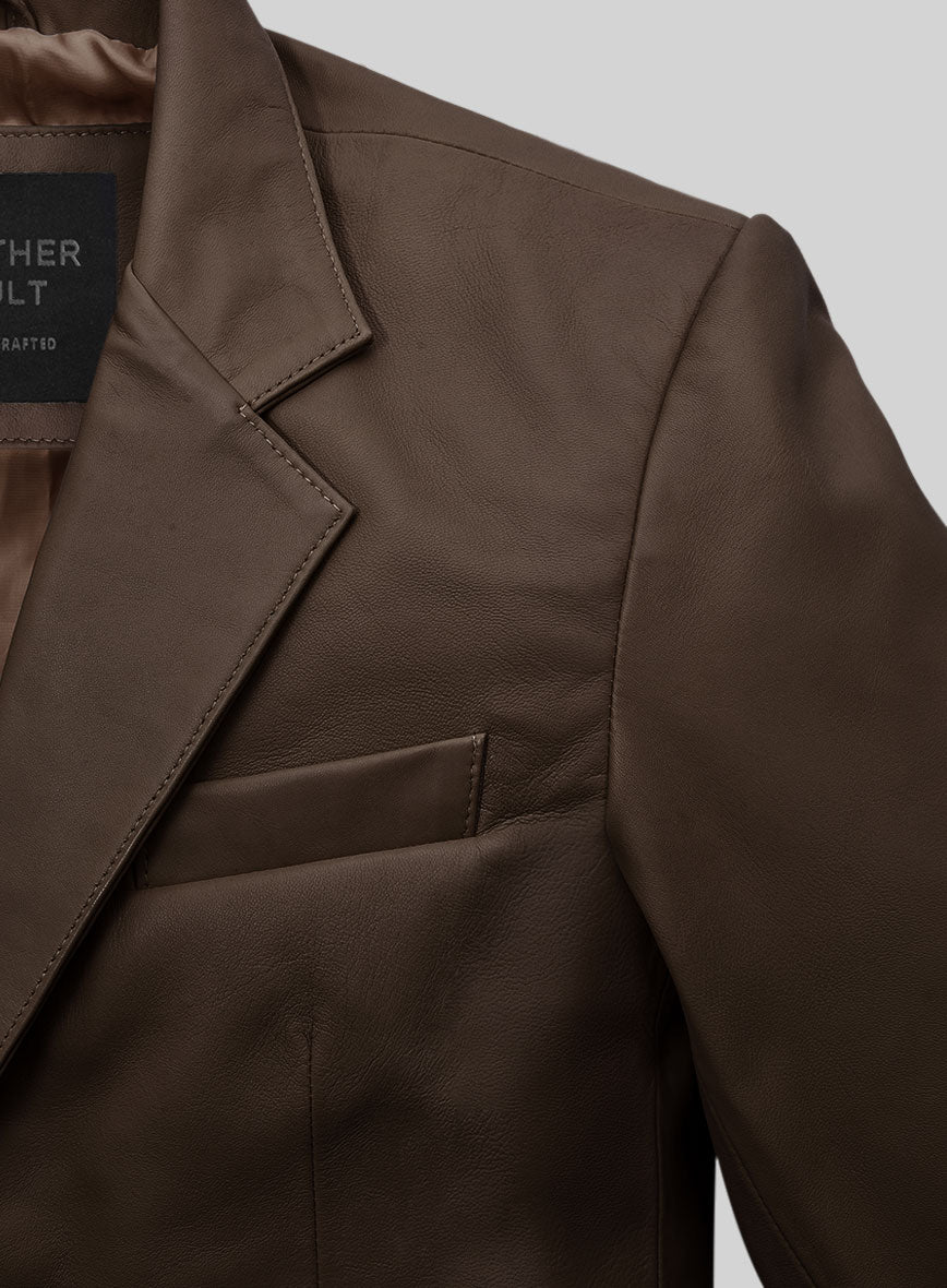 Soft Scottish Brown Leather Blazer - StudioSuits