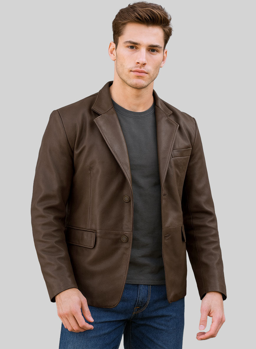 Soft Scottish Brown Leather Blazer - StudioSuits