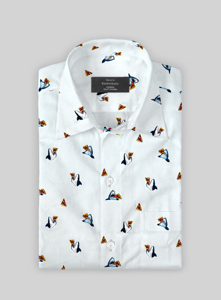 Shark Pizza Cotton Shirt - StudioSuits