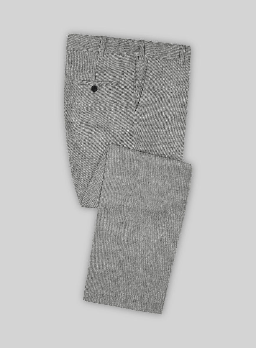 Sharkskin Light Gray Wool Pants - StudioSuits