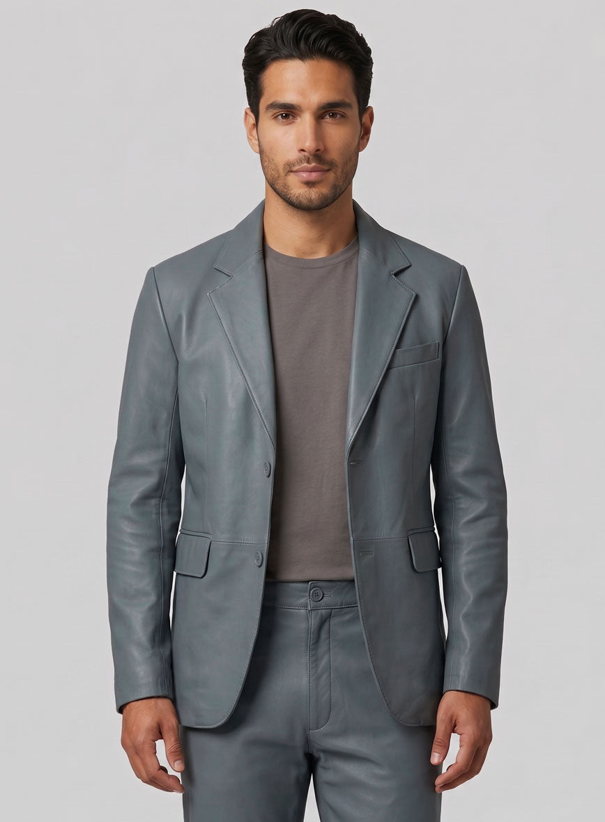 Sherpa Gray Lambskin Leather Suit - StudioSuits