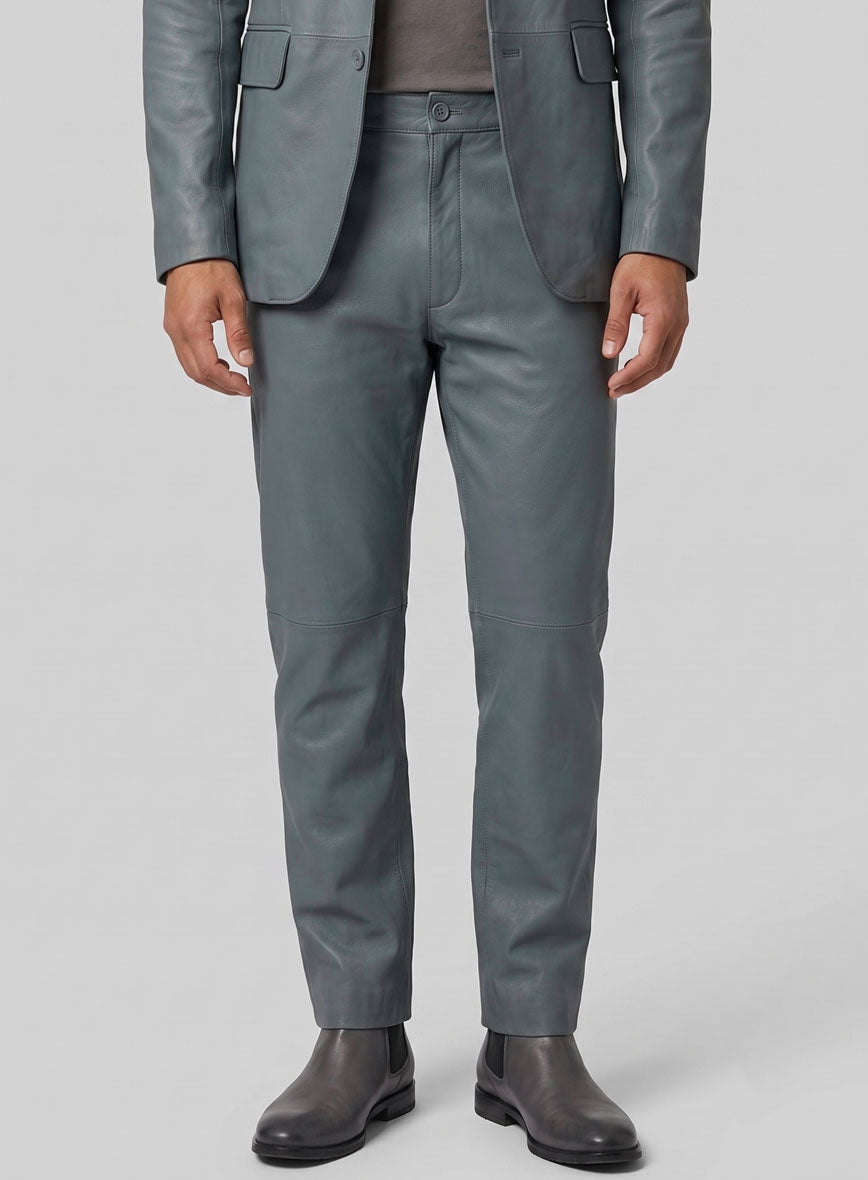 Sherpa Gray Lambskin Leather Suit - StudioSuits