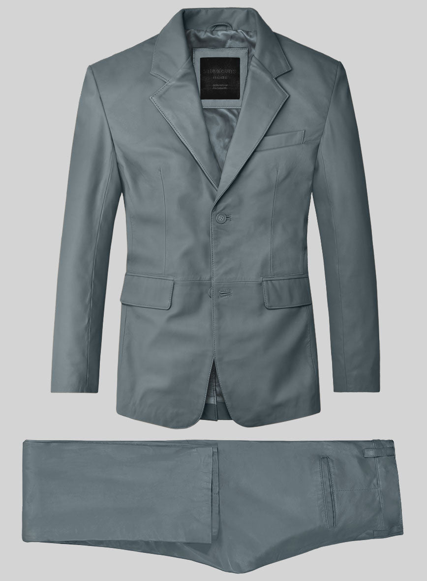 Sherpa Gray Lambskin Leather Suit - StudioSuits