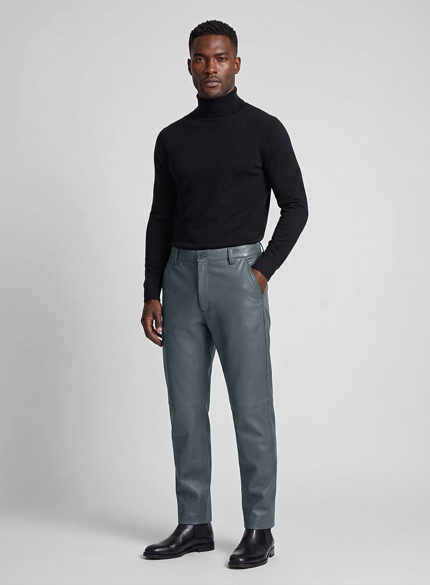 Sherpa Gray Leather Trousers - StudioSuits