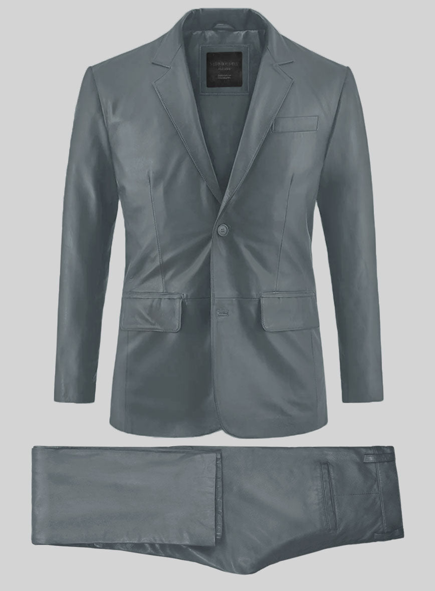 Sherpa Gray Leather Suit - StudioSuits