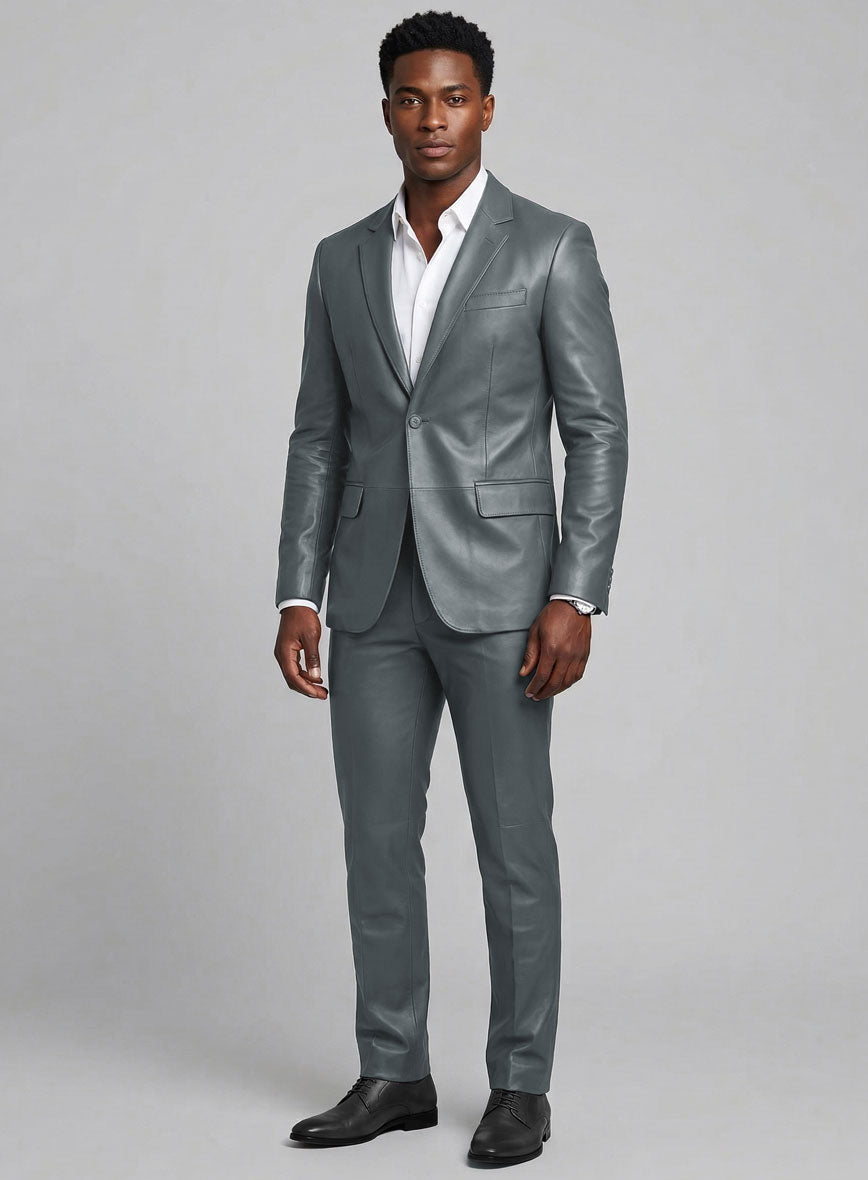 Sherpa Gray Leather Suit - StudioSuits