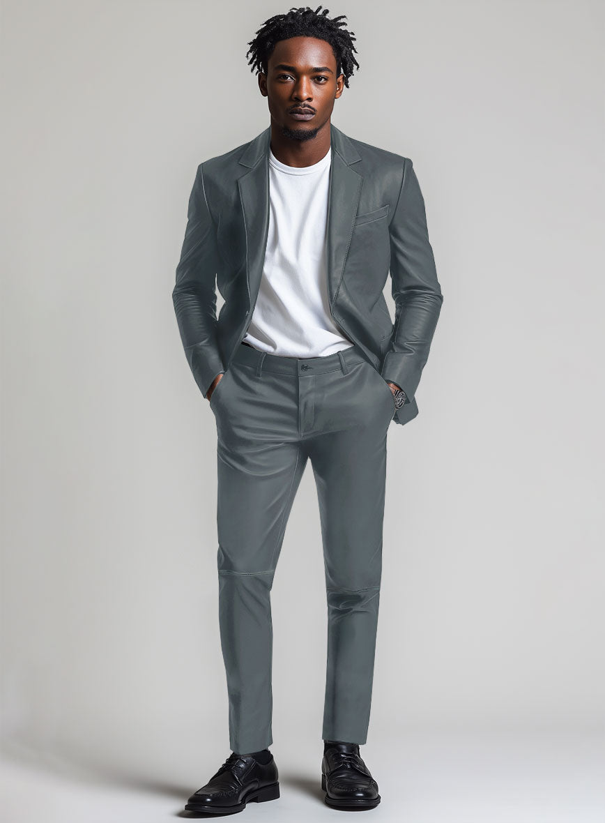 Sherpa Gray Leather Suit - StudioSuits