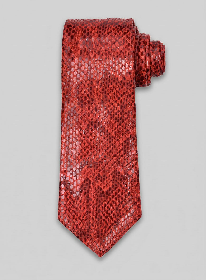 Shiny Red Python Leather Tie - StudioSuits