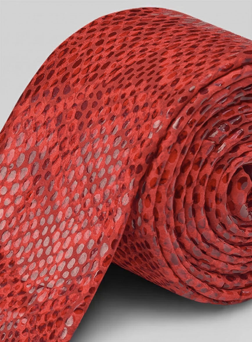Shiny Red Python Leather Tie - StudioSuits