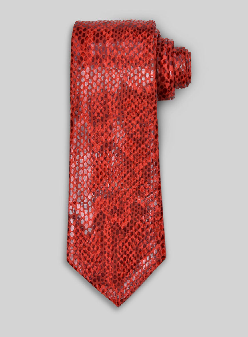 Shiny Red Python Leather Tie – StudioSuits