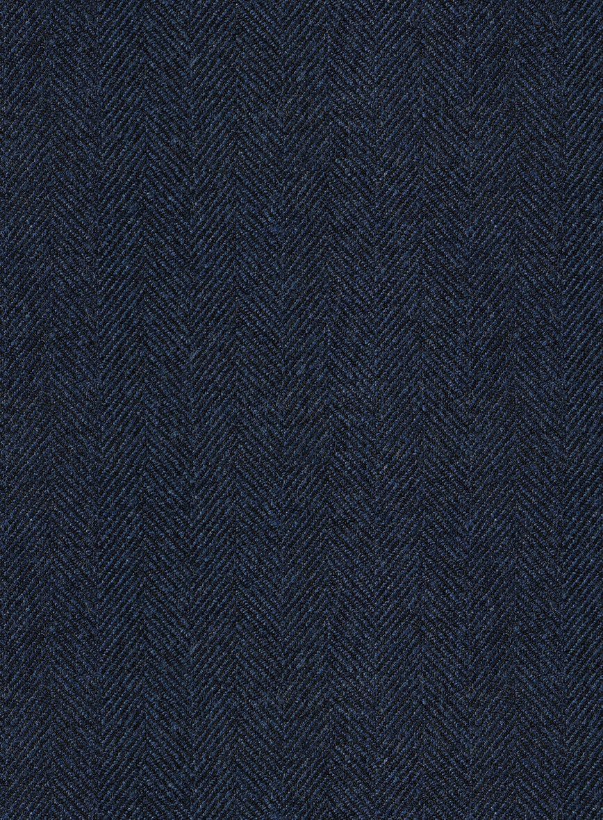 Showman Blue Herringbone Tweed Double Breasted Jacket - StudioSuits