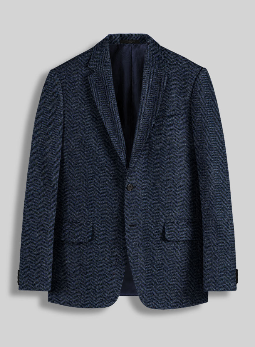 Showman Blue Herringbone Tweed Jacket - StudioSuits