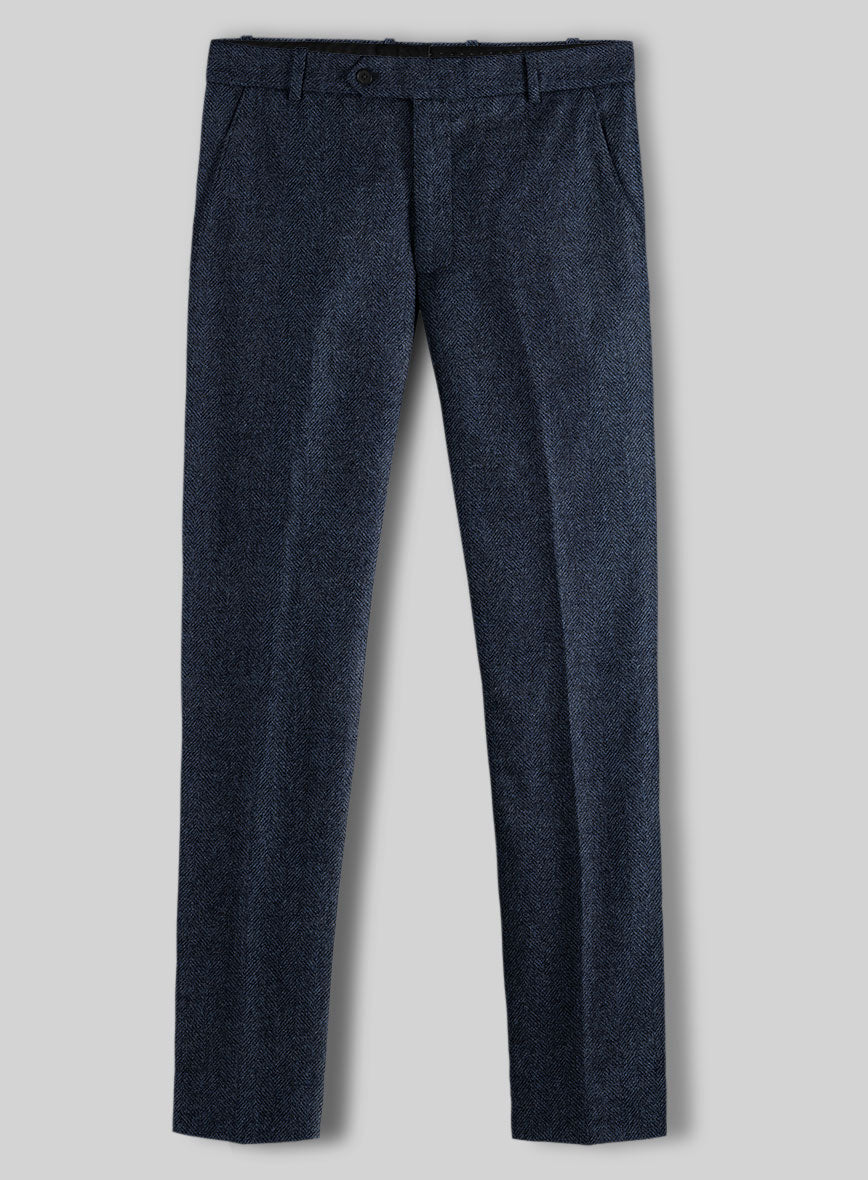 Showman Blue Herringbone Tweed Pants - StudioSuits