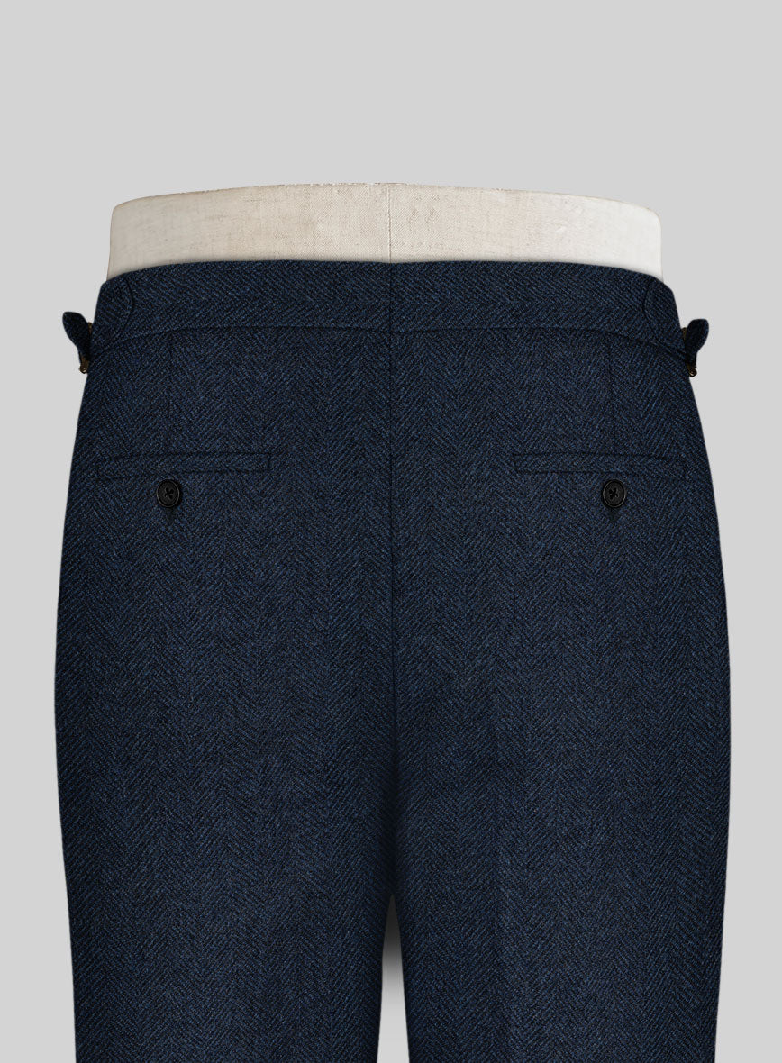 Showman Blue Herringbone Tweed Highland Trousers - StudioSuits