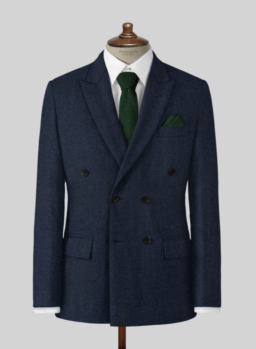 Showman Blue Herringbone Tweed Jacket - StudioSuits