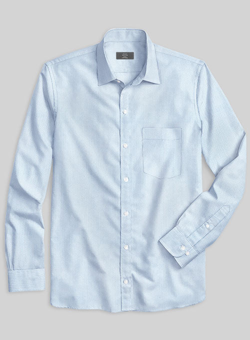 Sky Blue Herringbone Cotton Shirt