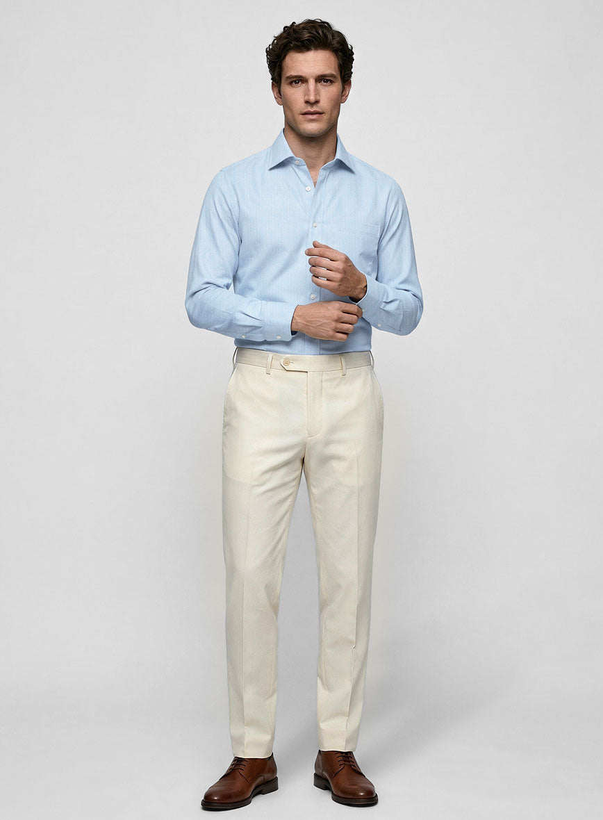 Sky Blue Herringbone Cotton Shirt - StudioSuits