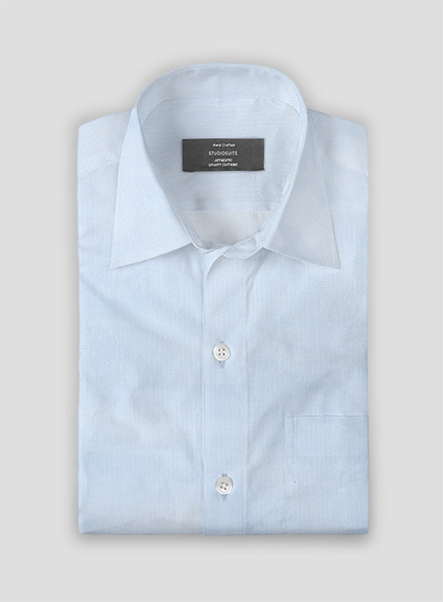 Sky Blue Herringbone Cotton Shirt - StudioSuits