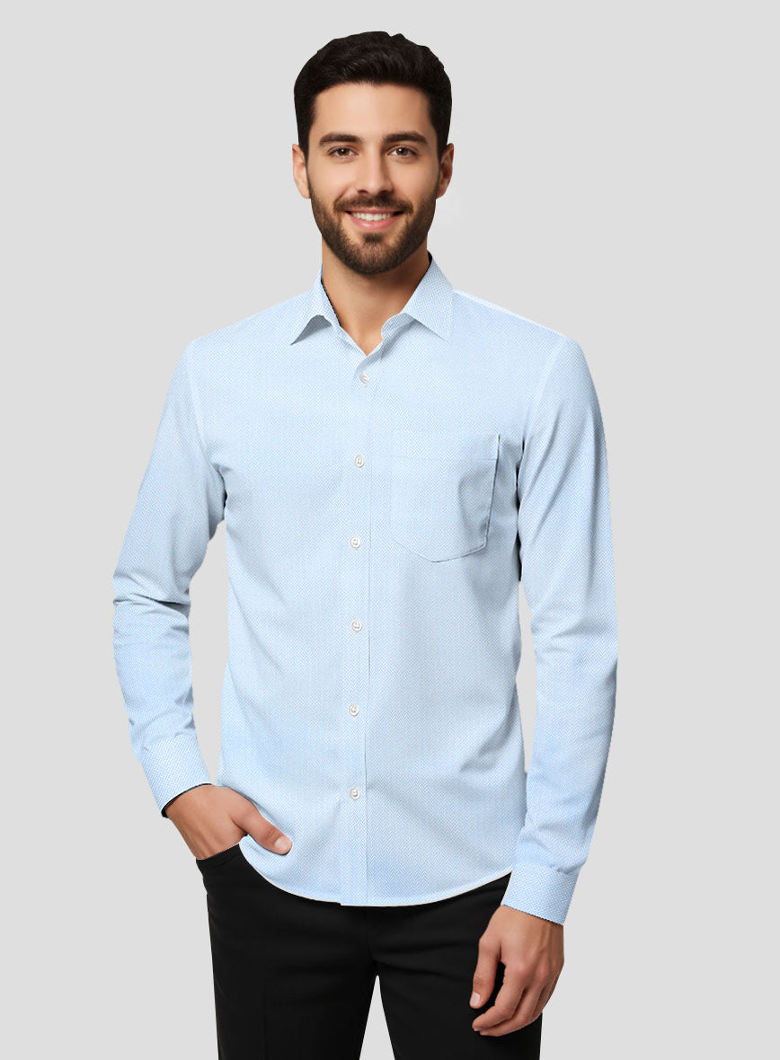 Sky Blue Herringbone Cotton Shirt - StudioSuits