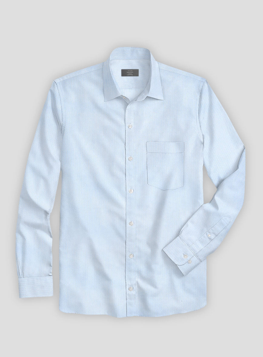 Sky Blue Herringbone Cotton Shirt - StudioSuits