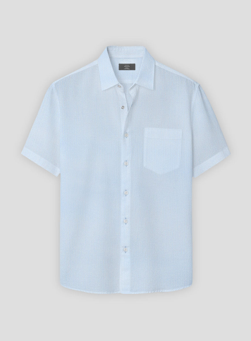 Sky Blue Herringbone Cotton Shirt - StudioSuits