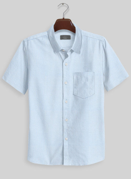 Sky Blue Herringbone Cotton Shirt