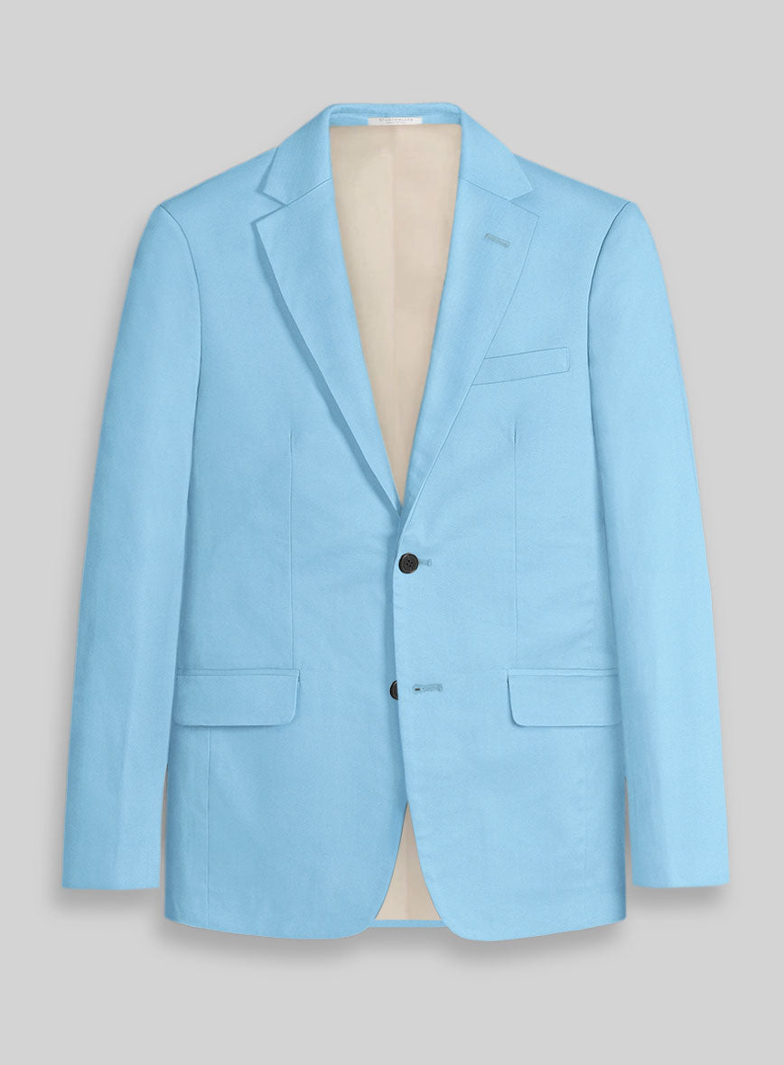 Sky Blue Napoli Stretch Light Weight Cotton Suit - StudioSuits