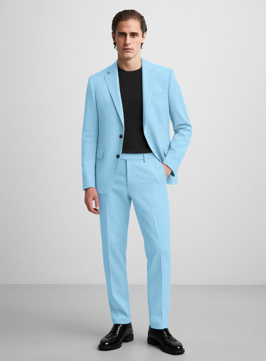 Sky Blue Napoli Stretch Light Weight Cotton Suit - StudioSuits