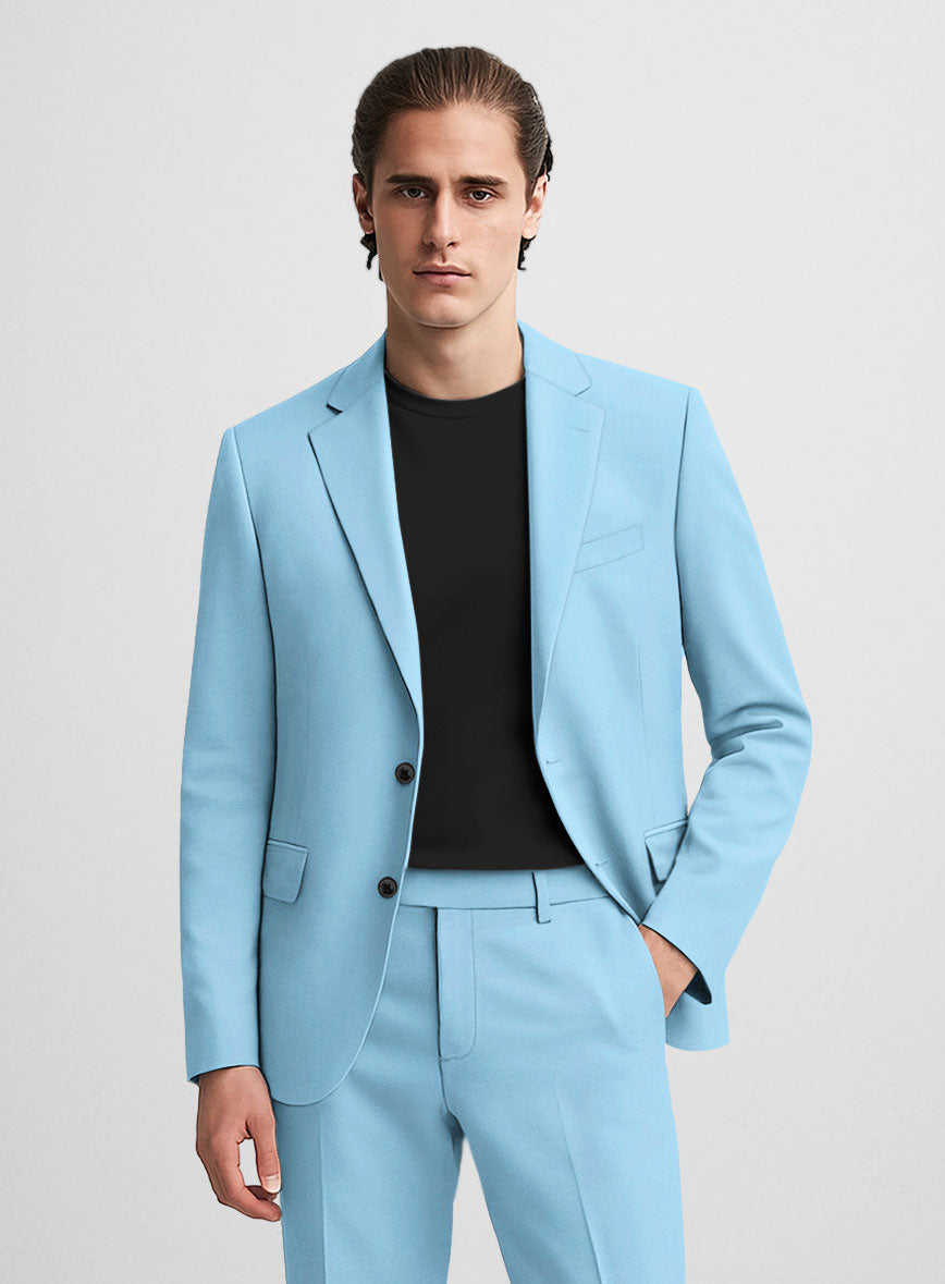 Sky Blue Napoli Stretch Light Weight Cotton Suit - StudioSuits