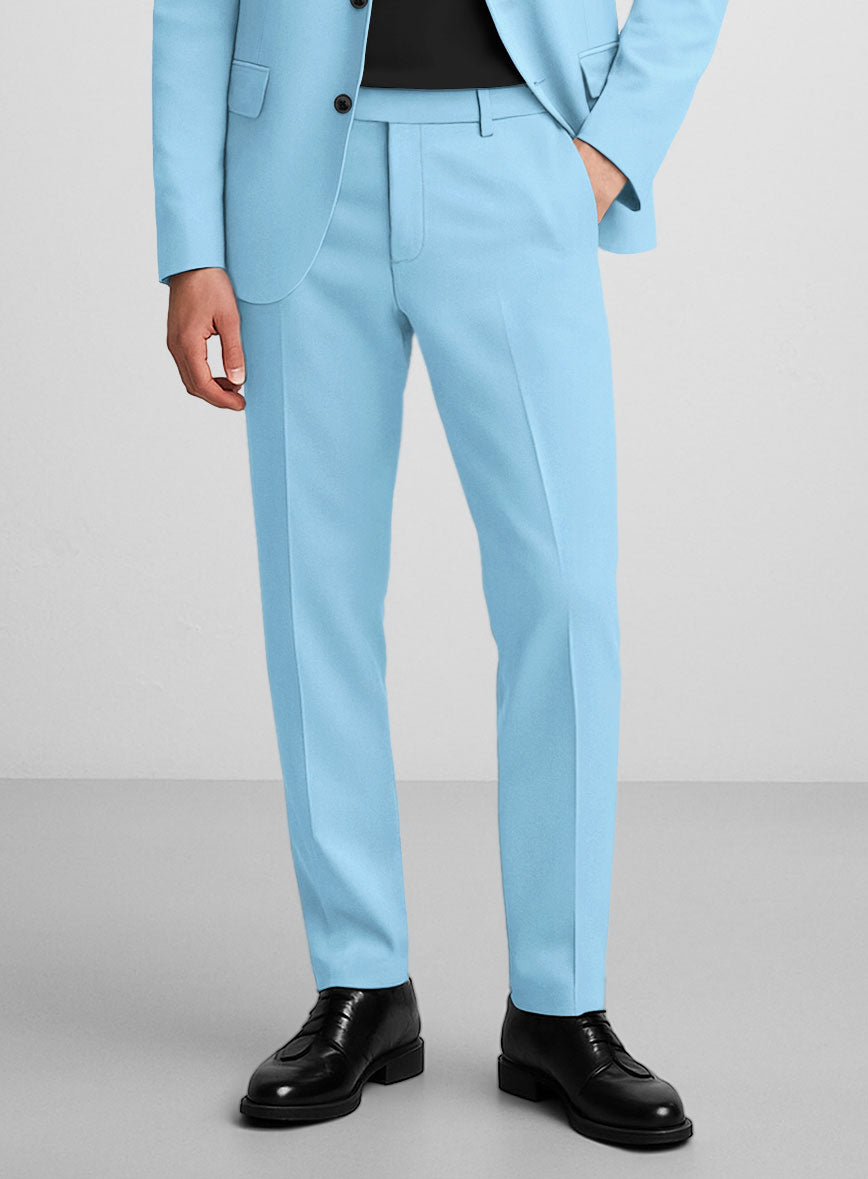 Sky Blue Napoli Stretch Light Weight Cotton Suit - StudioSuits