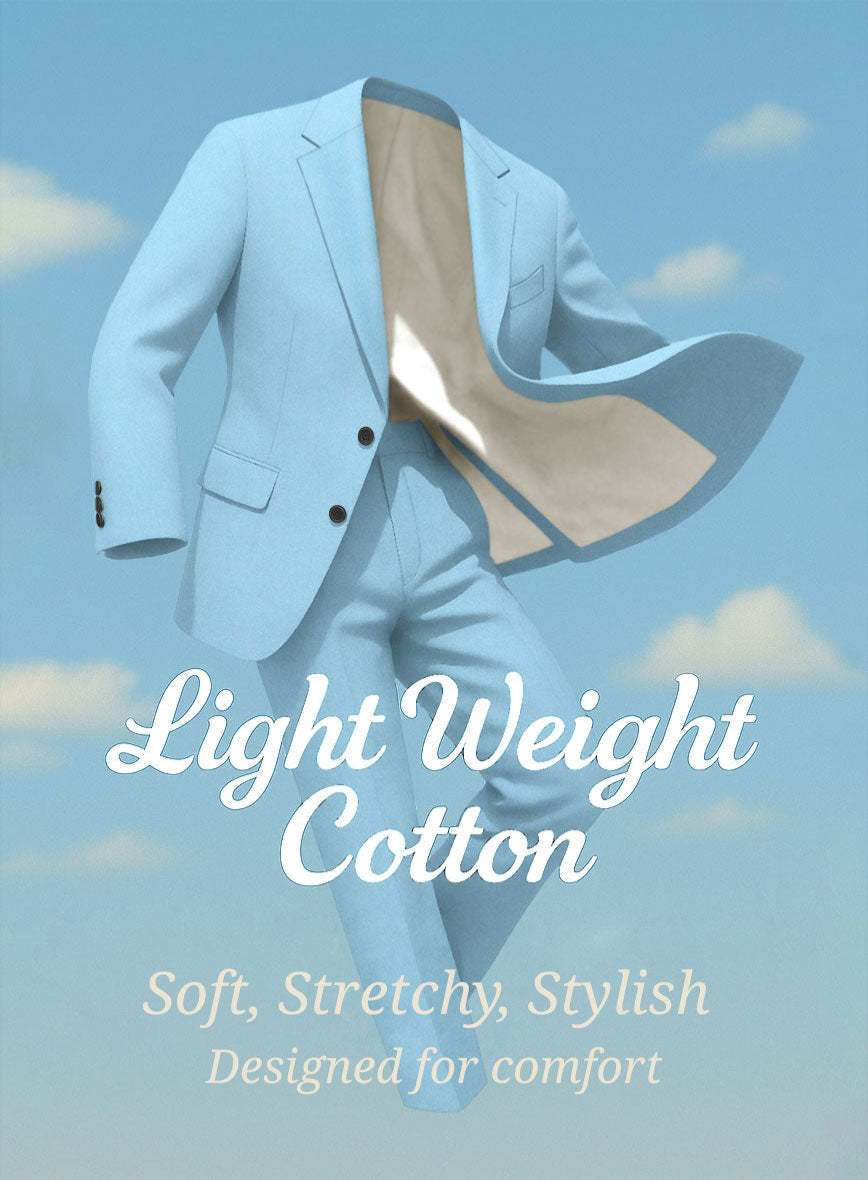 Sky Blue Napoli Stretch Light Weight Cotton Suit - StudioSuits