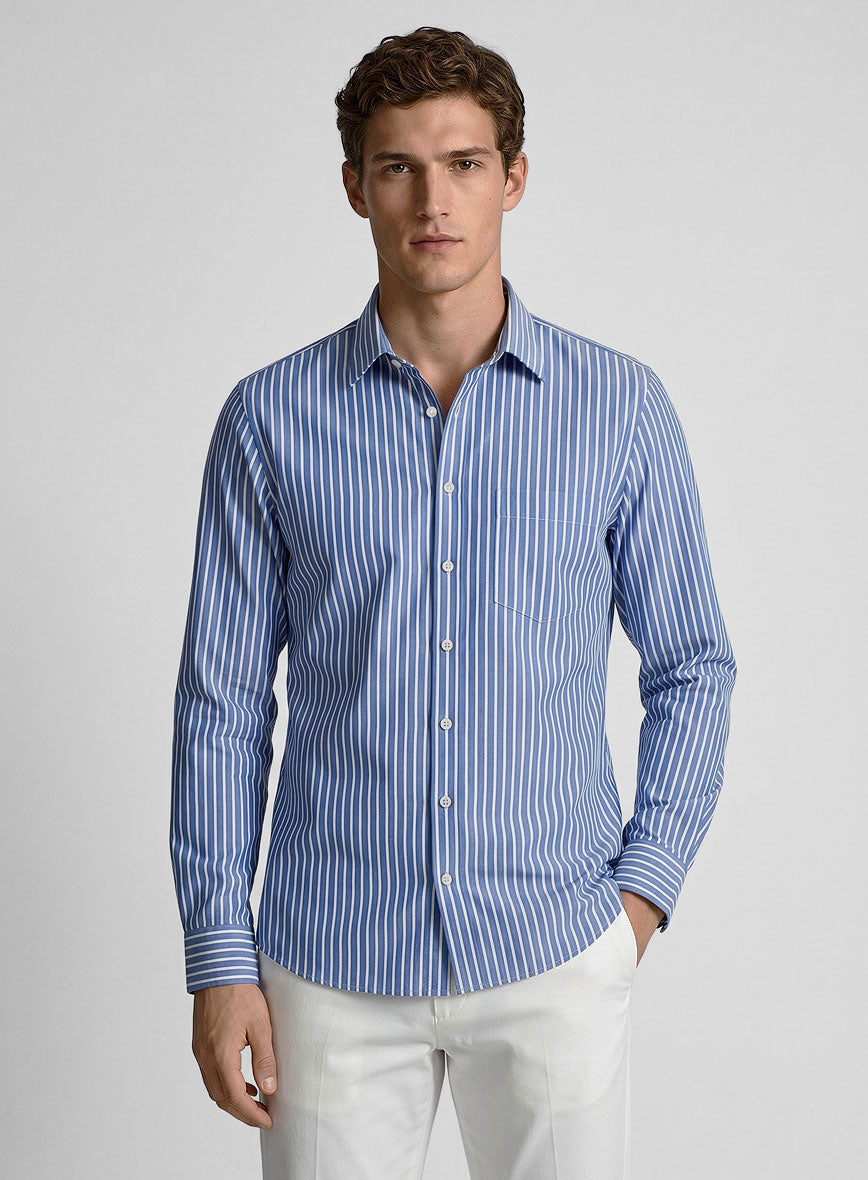 Skyflint Stripe Cotton Shirt - StudioSuits