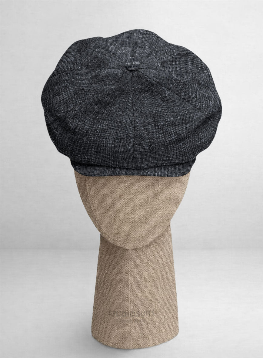 Slate Gray Linen Newsboy Cap - StudioSuits