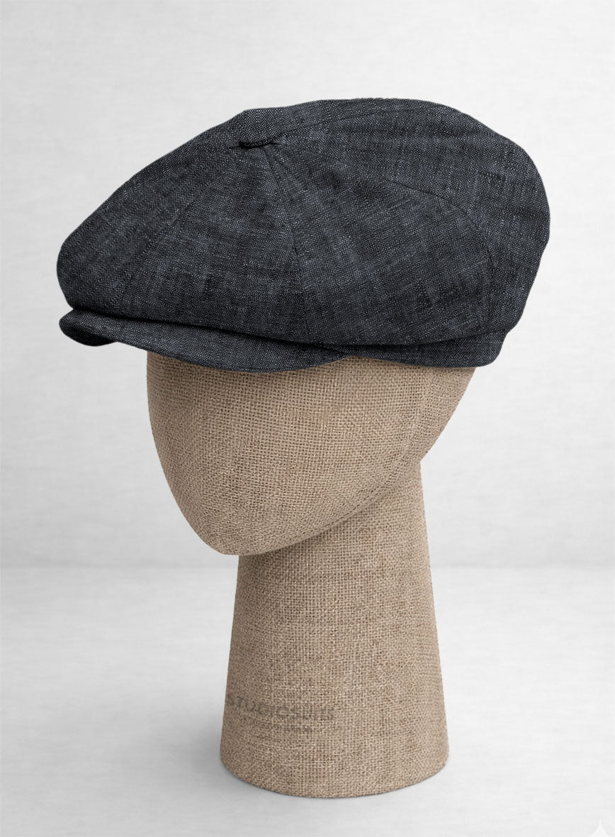 Slate Gray Linen Newsboy Cap - StudioSuits