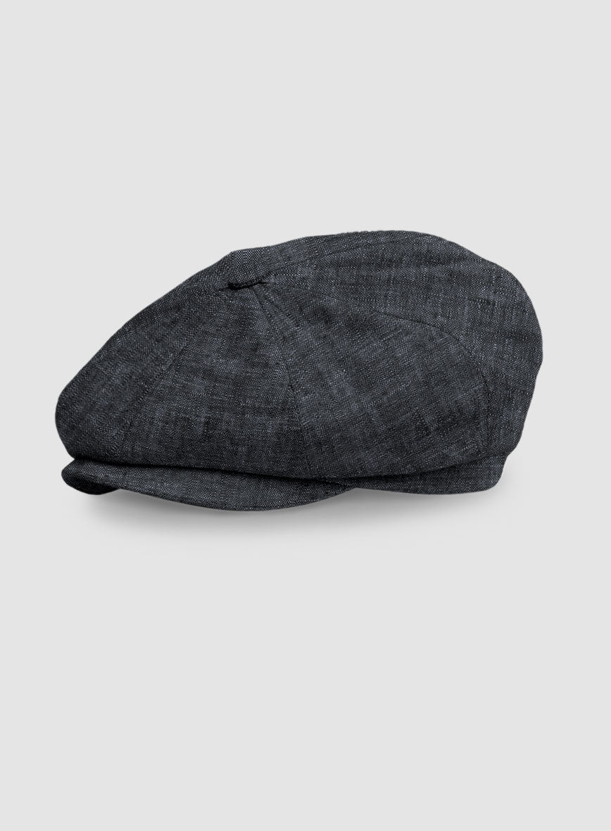 Slate Gray Linen Newsboy Cap - StudioSuits