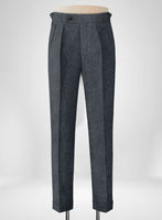 Slate Gray Pure Linen Highland Trousers - StudioSuits