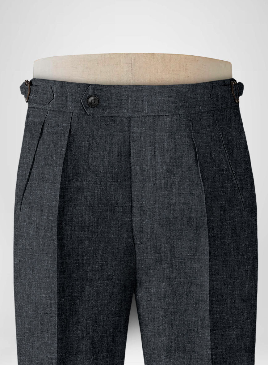 Slate Gray Linen Highland Trousers - StudioSuits