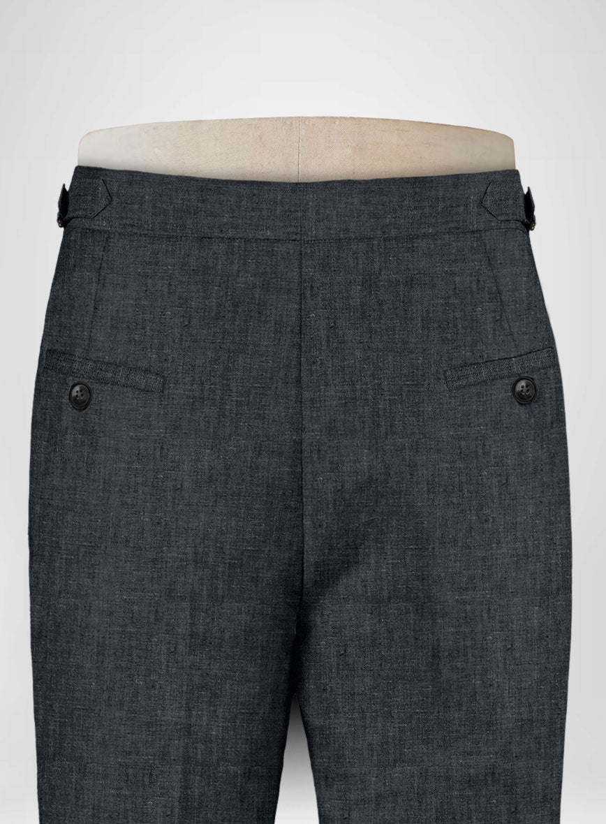Slate Gray Linen Highland Trousers - StudioSuits