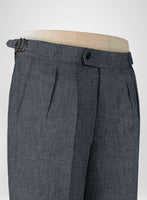 Slate Gray Pure Linen Highland Trousers - StudioSuits