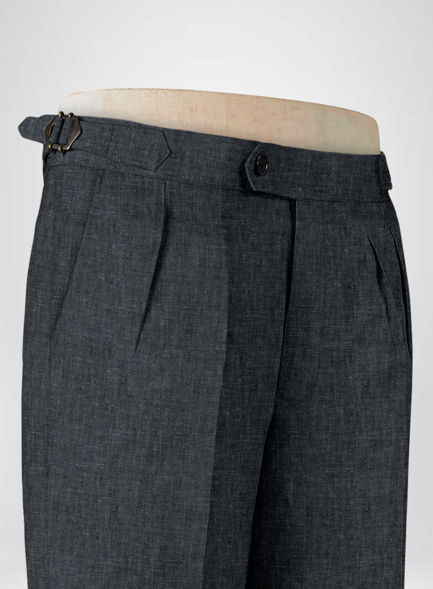 Slate Gray Linen Highland Trousers - StudioSuits