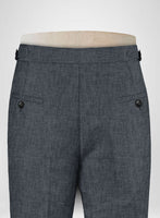Slate Gray Pure Linen Highland Trousers - StudioSuits